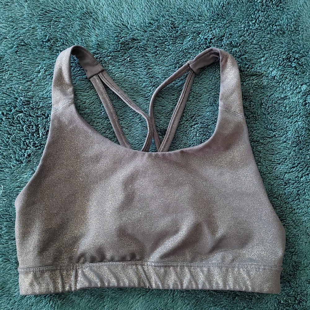 Grey Shimmer Racerback Sports Bra